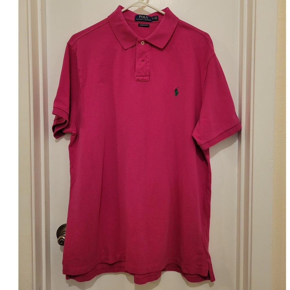 Polo Ralph Lauren Mens XL 100% Cotton Breathable Slim Fit Hot Pink Shirt Kencore